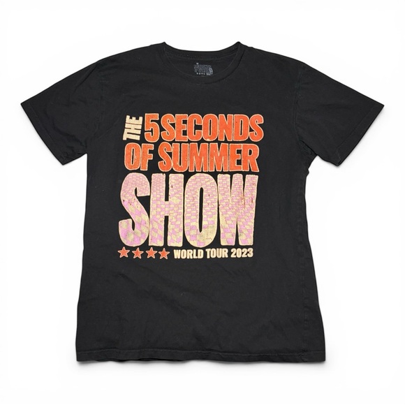 5 Seconds Of Summer Tops - 5 Seconds Of Summer 5SOS Summer Show World Tour 2023 Lips Graphic Tee Sz L Indie